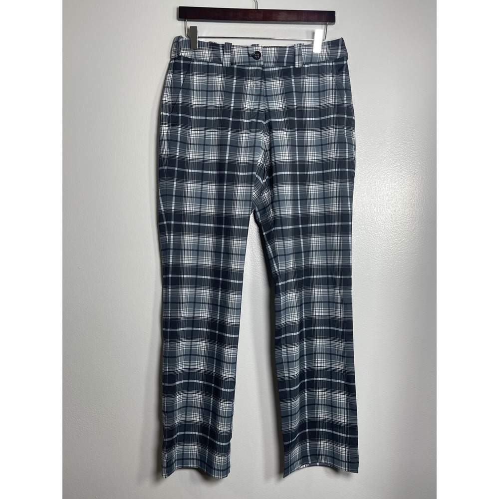 NIKE Golf Tour Performance Dri-FIT Plaid Pants Size 6 Black White Grey Active